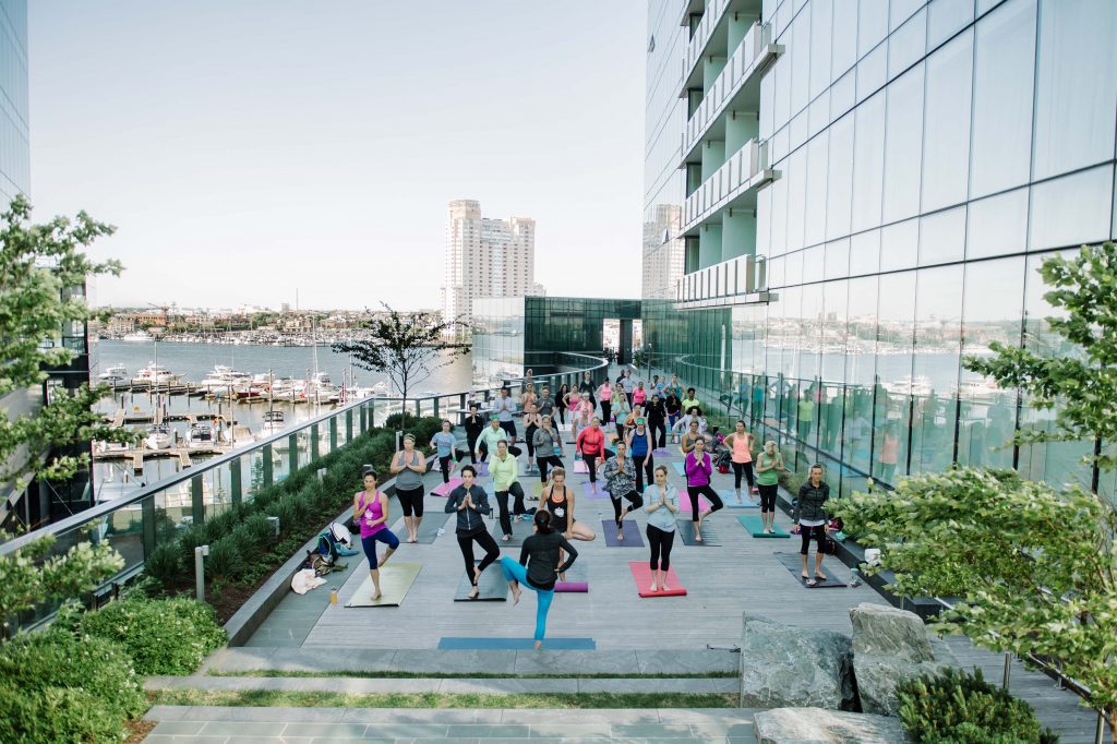 Morning yoga sessions at the Four Seasons Baltimore. 