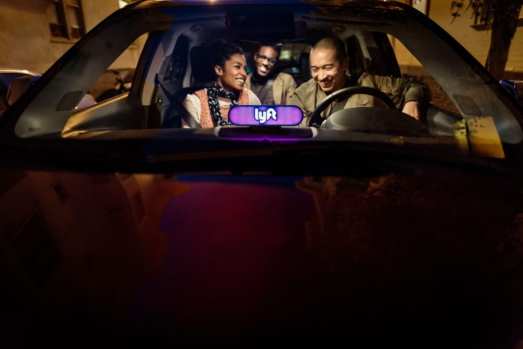 A promotional image from Lyft. The ridesharing service is gaining ground in business travel, albeit slowly.