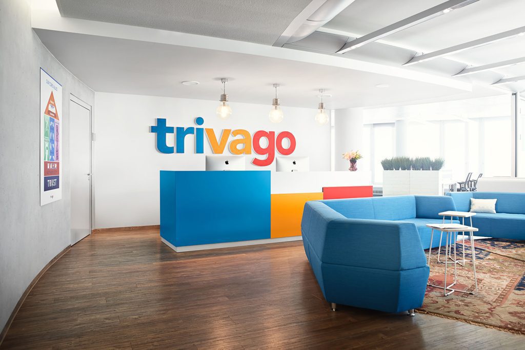 The reception area at one of Trivago's many offices worldwide. The company blew past its forecast goals for the second quarter 2017.