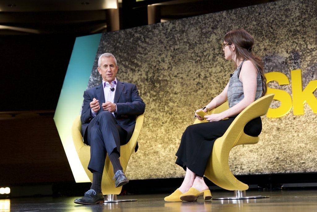 Restaurateur Danny Meyer and Skift Restaurant Editor Kristen Hawley on stage at Skift Global Forum 2017 discussing the future of dining out.