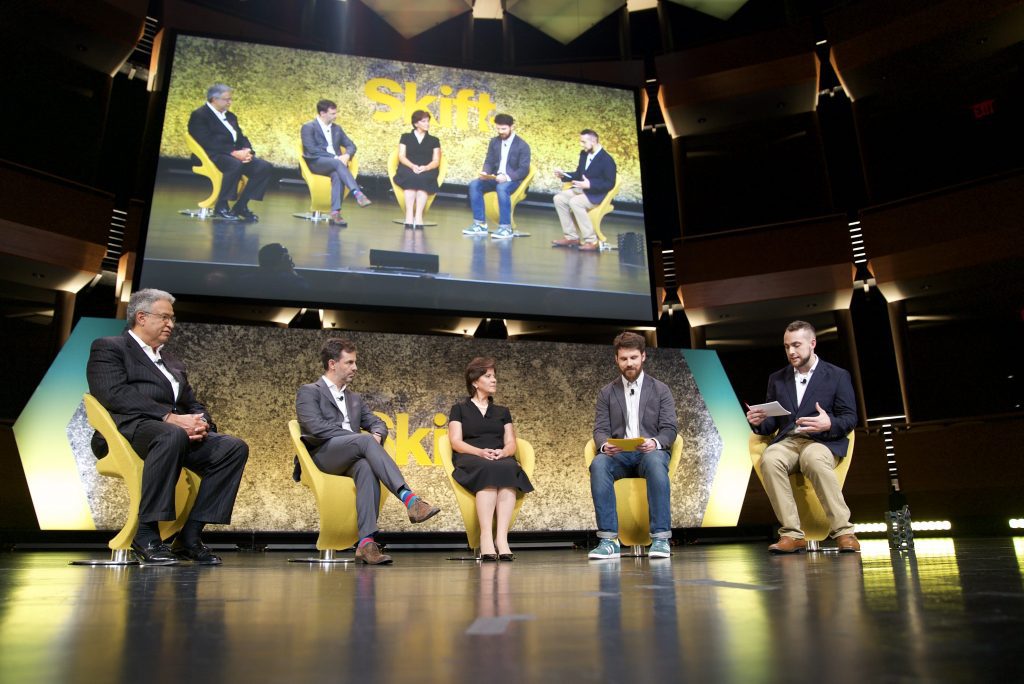 Tourism leaders spoke in a superpanel at Skift Global Forum New York on Tuesday at Jazz at Lincoln Center's Frederick P. Rose Hall in the Time Warner Center.