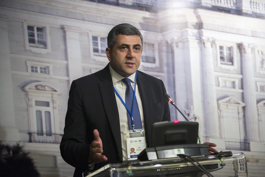 Zurab Pololikashvili was elected the new UNWTO Secretary-General. He's pictured here speaking at a UNWTO event in May 2017.