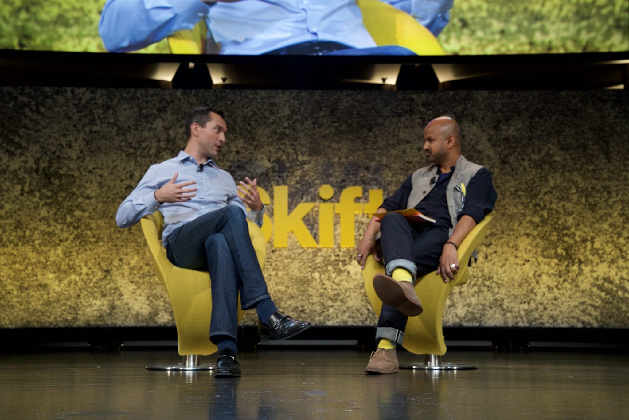Nathan Blecharczyk, Airbnb co-founder and chief strategy officer, speaking about China at Skift Global Forum in New York, September 26, 2016. 