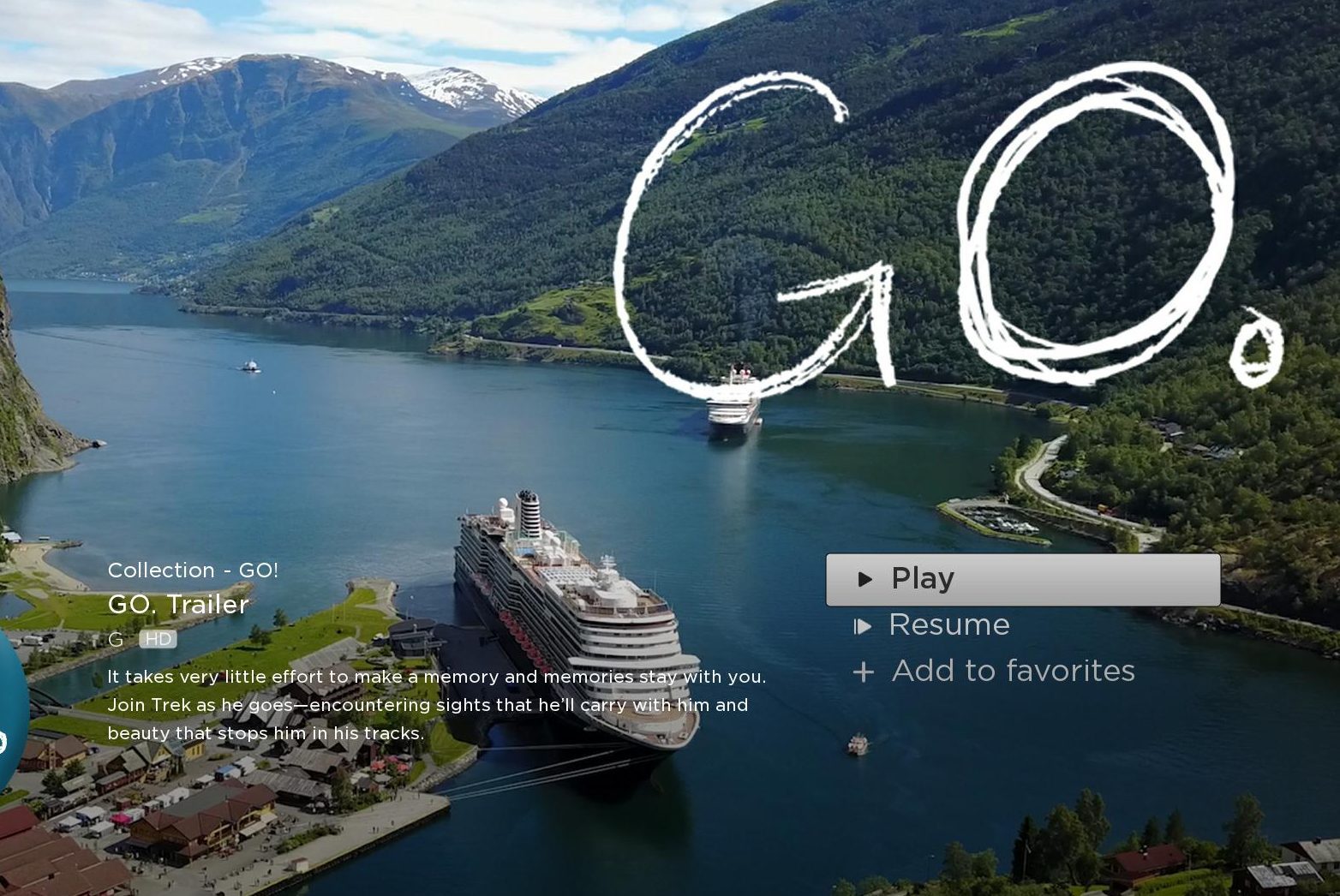 Carnival is launching a digital streaming channel to deliver its original content. Pictured is the series "GO" as seen on a Roku player.