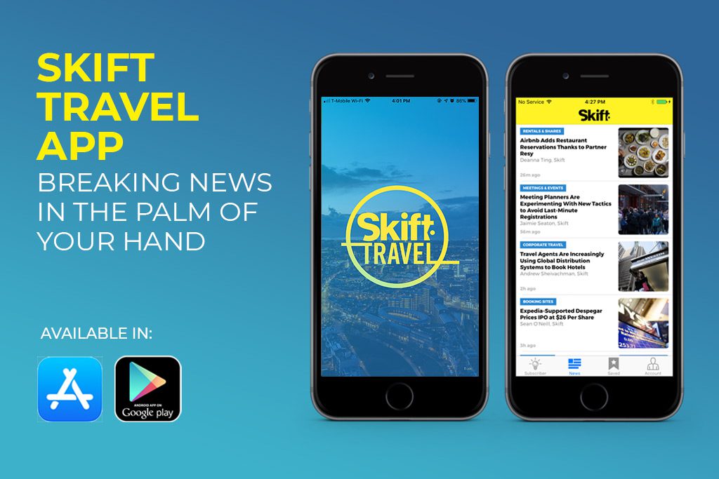 The Skift Travel app features Research Reports (subscribers only), news, alerts, and more for iOS and Android smartphones. 