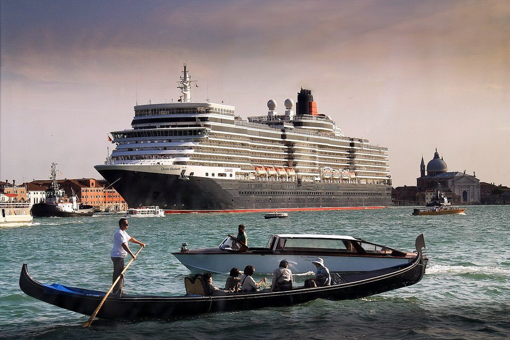 A cruise ship in Venice. Cities across Europe are struggling to cope with increased tourism.