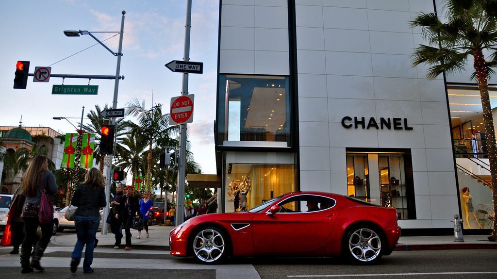Beverly Hills, California is trying to revitalize its nighttime economy. Pictured are travelers shopping on Rodeo Drive.