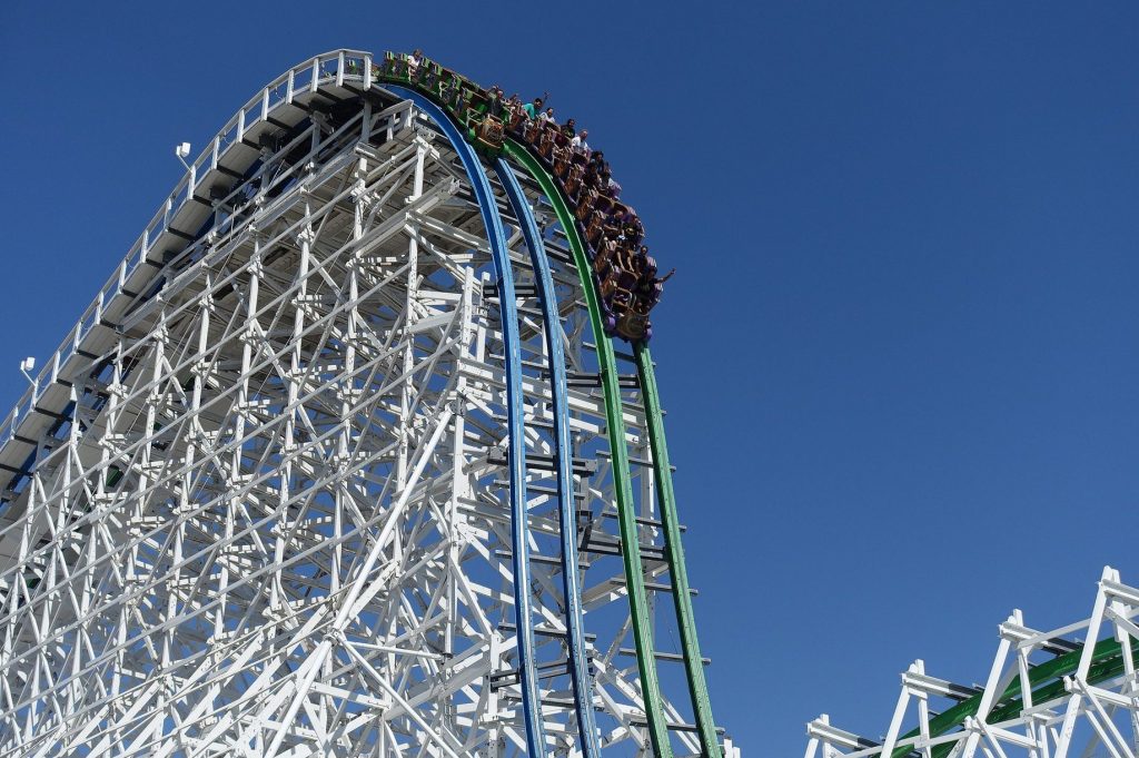 The Twisted Colossus roller coaster is pictured at Six Flags Magic Mountain. The theme park company is trying to get a bigger share of theme park visitors in Southern California by opening the park 365 days a year.