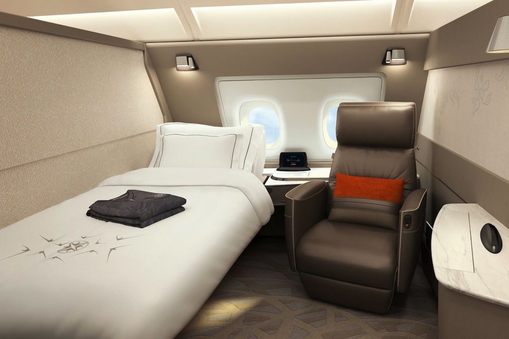 Singapore Airlines has unveiled a new suite for its 19 Airbus A380s. It will be on all superjumbos by 2020.