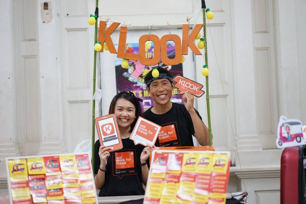 Klook employees at a booth. Klook is targeting the U.S. for its first office outside Asia.