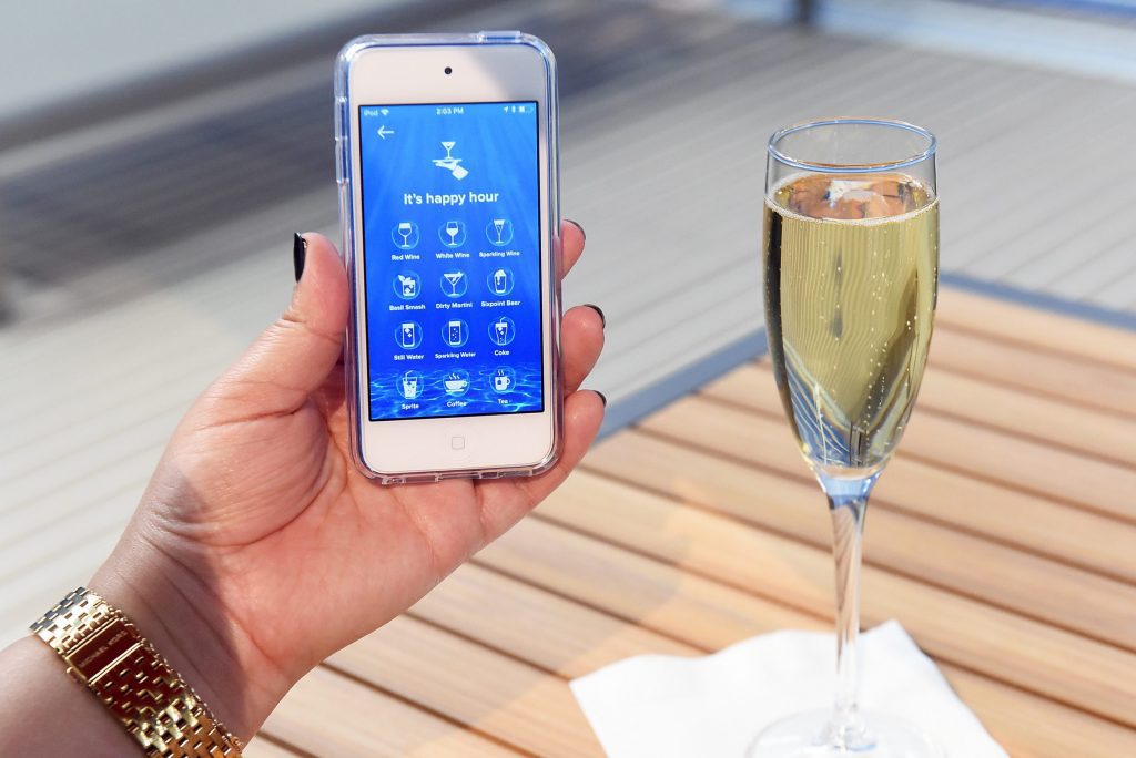 At an event last week in Brooklyn, Royal Caribbean Cruises showed off an app that lets users order a drink and have it delivered to wherever they are. It's one of a series of tech advances that the cruise company is rolling out.