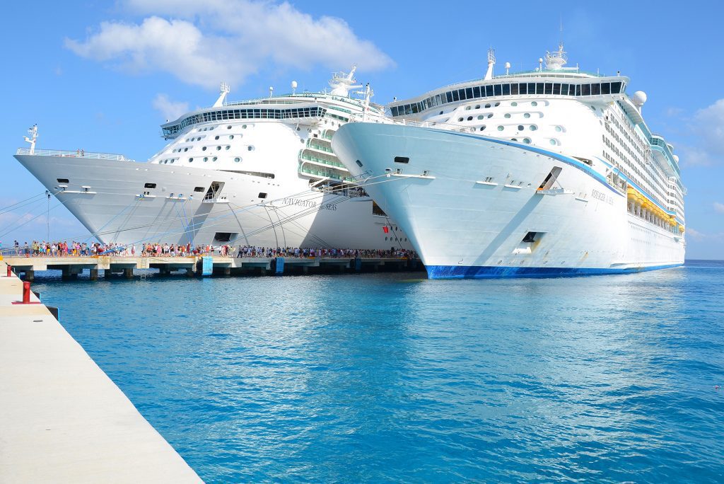 Royal Caribbean ships are shown in Cozumel.