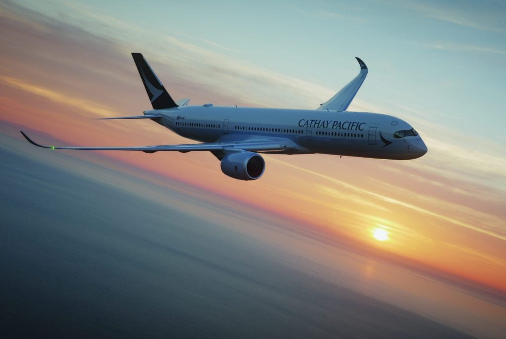 A Cathay Pacific Airbus A350. Qatar Airways acquired a stake in the airline in November.