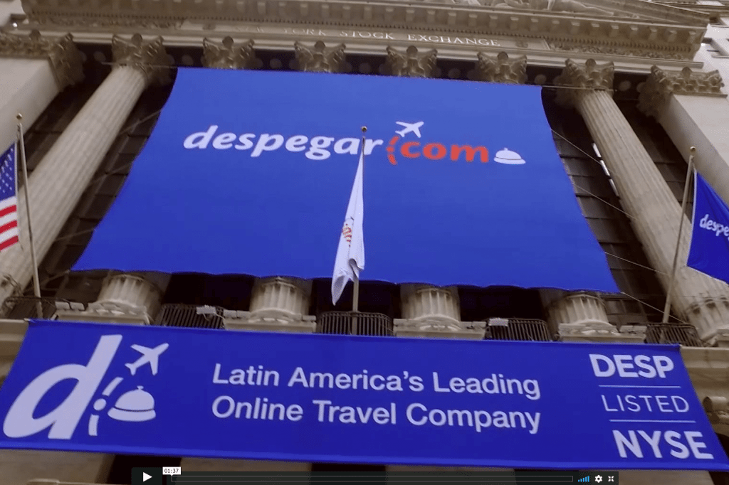 Despegar listed on the New York Stock Exchanged, pictured, this autumn. The Argentine company is based in Buenos Aires, which is often described as the Silicon Valley of Latin America.