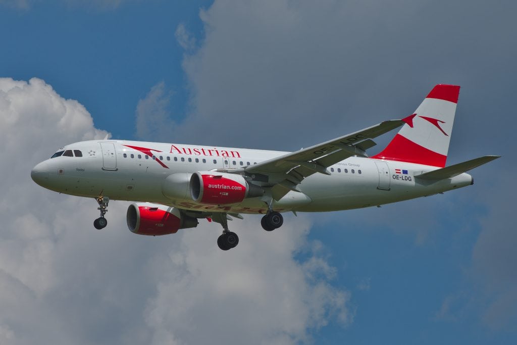 An Austrian Airlines jet is pictured. The loyalty program used by Austrian and other airlines including Lufthansa, Swiss, and Eurowings is moving to a revenue-based model.