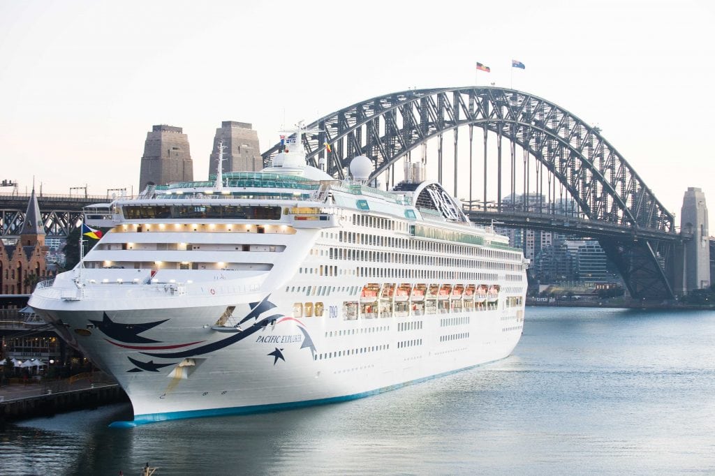P&O Cruises’ Pacific Explorer, seen in Sydney Harbor, is part of a growing fleet based in Australia.
