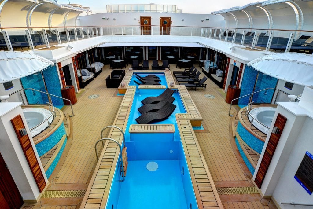 The Haven Courtyard onboard a Norwegian Cruise Line ship. Cruise company’s have tried to accommodate luxury passengers on mainstream ships