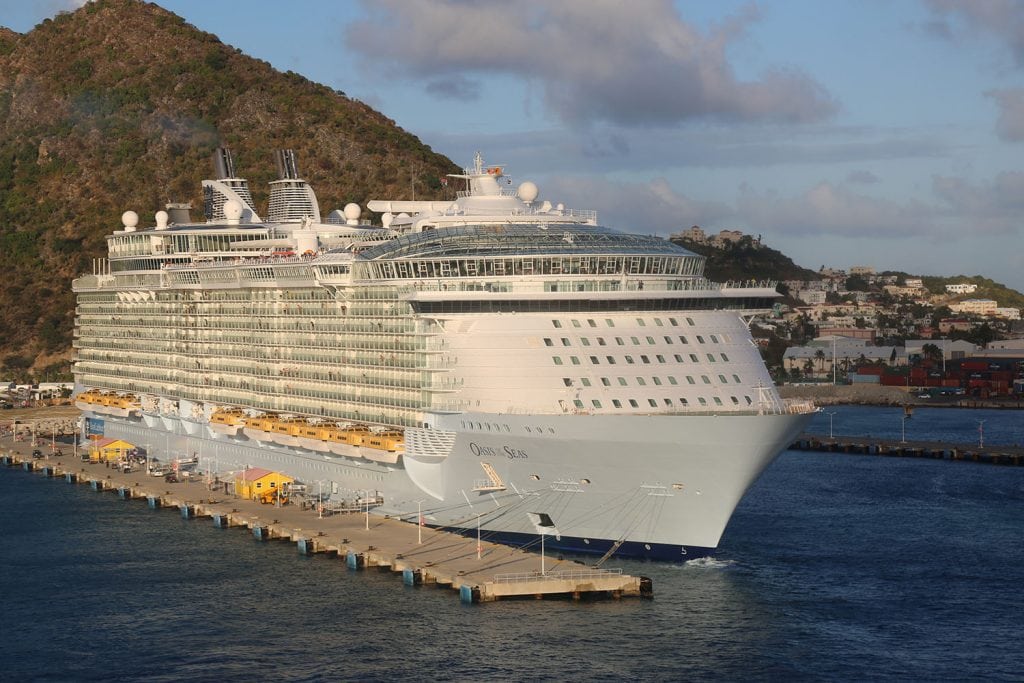 Royal Caribbean International's Oasis of the Seas is pictured in St. Maarten. Parent company Royal Caribbean Cruises said it has a bright outlook for 2018 in the Caribbean and elsewhere.
