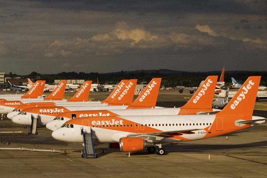 EasyJet aircraft. The airline bought part of Air Berlin in December.