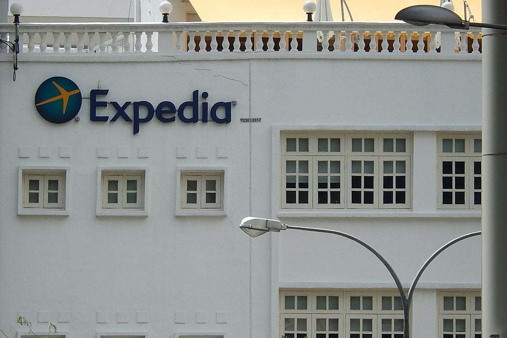 An Expedia sign in Indonesia on September 14, 2013. The company just reported its fourth quarter earnings from 2017. 