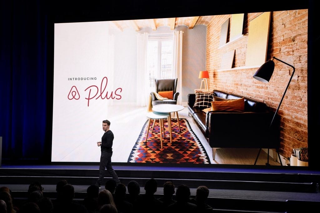 Airbnb CEO Brian Chesky speaks on Thursday at an event announcing new products, including Airbnb Plus.
