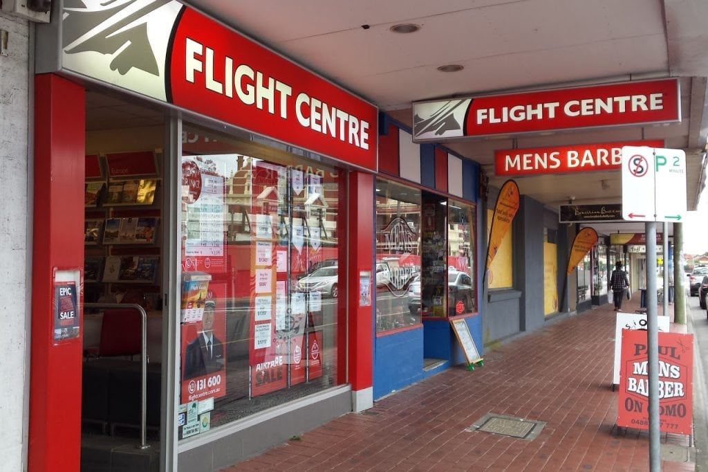 A Flight Centre shop, or travel agency. The company said 15 percent of travel agents in Australia left the industry during Covid.