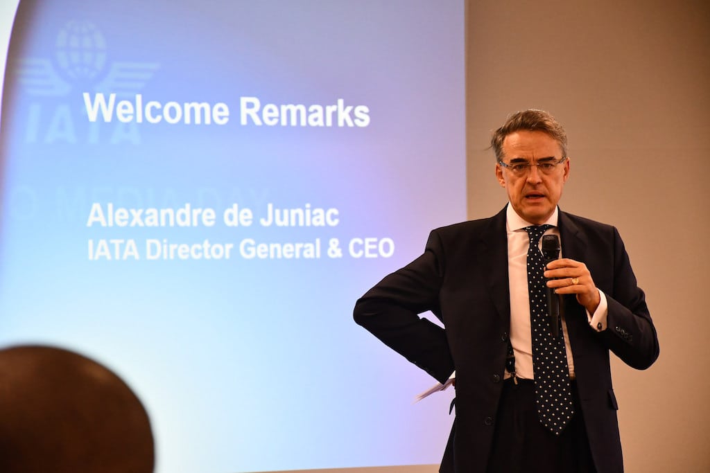 IATA CEO Alexandre de Juniac spoke last year an industry event. His group does not appreciate too much government regulation.