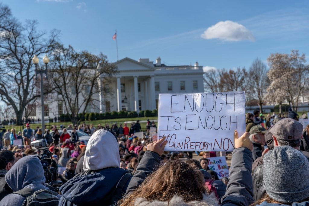 A protest for gun reform in Washington, D.C., on March 14, 2018. Protest tourism is an increasing part of the city's tourism strategy. 
