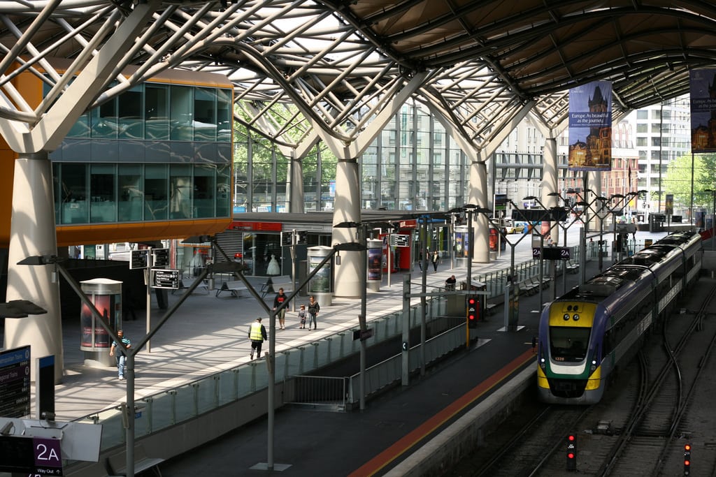 The battle for the corporate travel market in Asia-Pacific has been heating up, and companies based in the region have a bit of an advantage. Pictured is a train in Southern Cross Station in Melbourne, Australia.