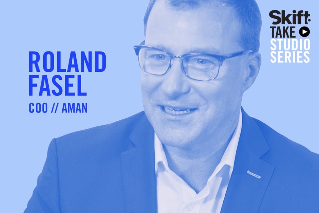 Aman Chief Operating Officer Roland Fasel spoke in the Skift Take Studio about luxury trends and his company's desire to cater to families.