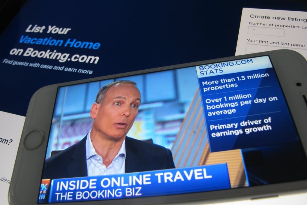 On February 28, 2018, Glenn Fogel, Bookings Holdings CEO, poke with CNBC's Seema Mody about the online travel company's move into alternative accommodations. His company uses emails and online promotions to sign up more apartment rentals.