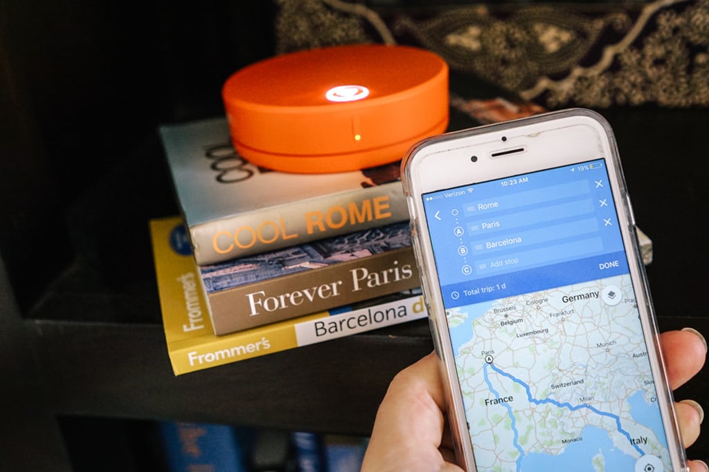 Shown here is an early 2018 photograph of a Skyroam portable Wi-Fi hotspot called the Solis. The manufacturer has just raised a large Series C funding round.