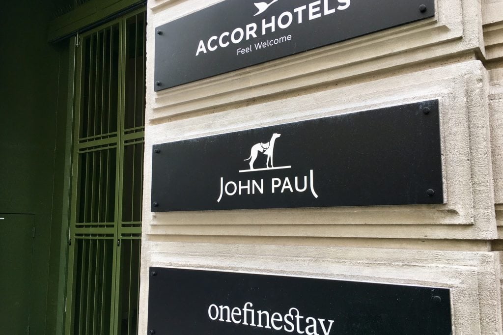 Exterior of AccorHotels corporate headquarters in Paris, France. AccorHotels wrote off $288 million from two of its marquee investments, Onefinestay and John Paul.