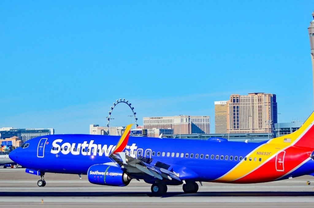 A Southwest plane in Las Vegas on January 7, 2018. Southwest is still handling fallout from its recent fatal accident, which may affect revenue.