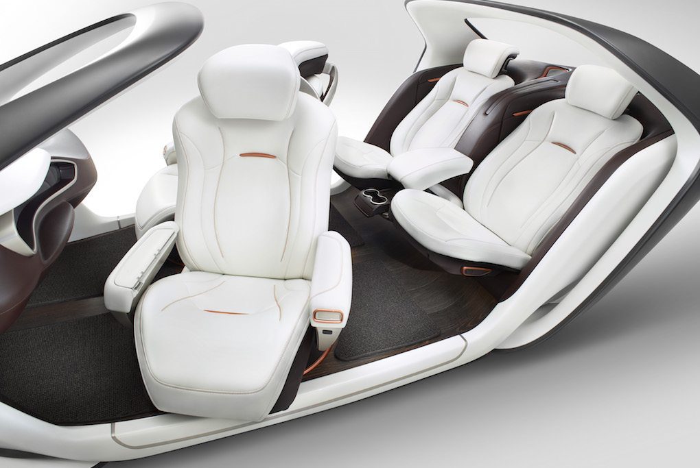 Adient, the world's largest maker of car seats, is entering the airline business. Pictured is one of the company's concept car seats for autonomous vehicles, unveiled at Auto Shanghai 2017.