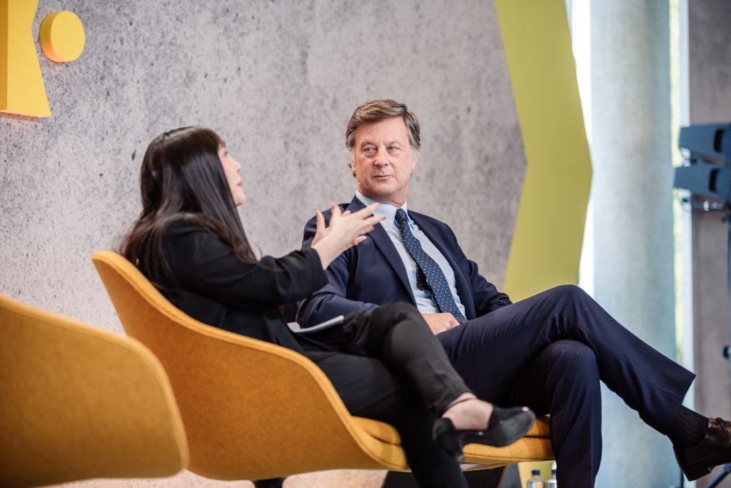 Sébastien Bazin, CEO of AccorHotels Group, speaking at Skift Forum Europe in Berlin, Germany on April 26, 2018. 