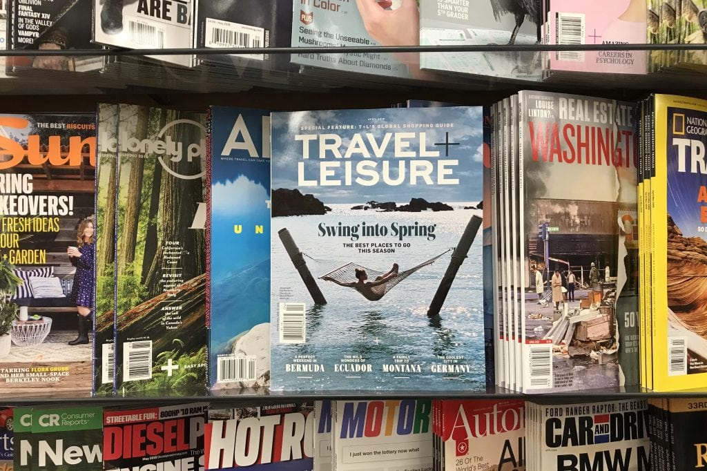 A selection of travel magazines in New York City. Travel + Leisure is monetizing its A-List.