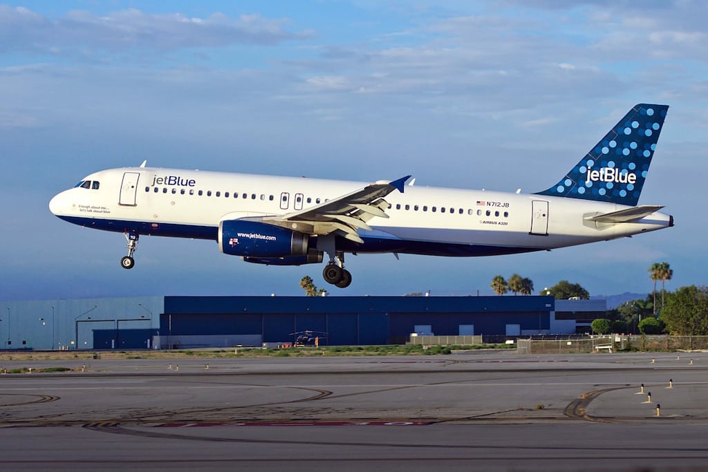 JetBlue is changing its West Coast route network and shrinking in Long Beach. Pictured is a JetBlue A320 in Long Beach.