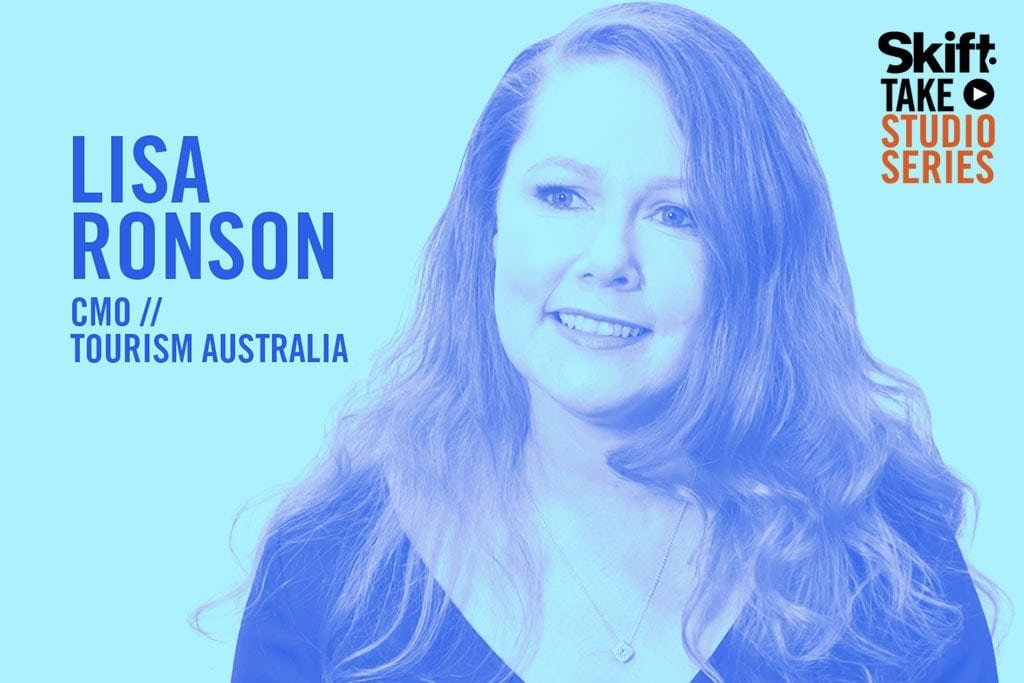 Lisa Ronson, chief marketing officer for Tourism Australia, spoke in the Skift Take Studio.