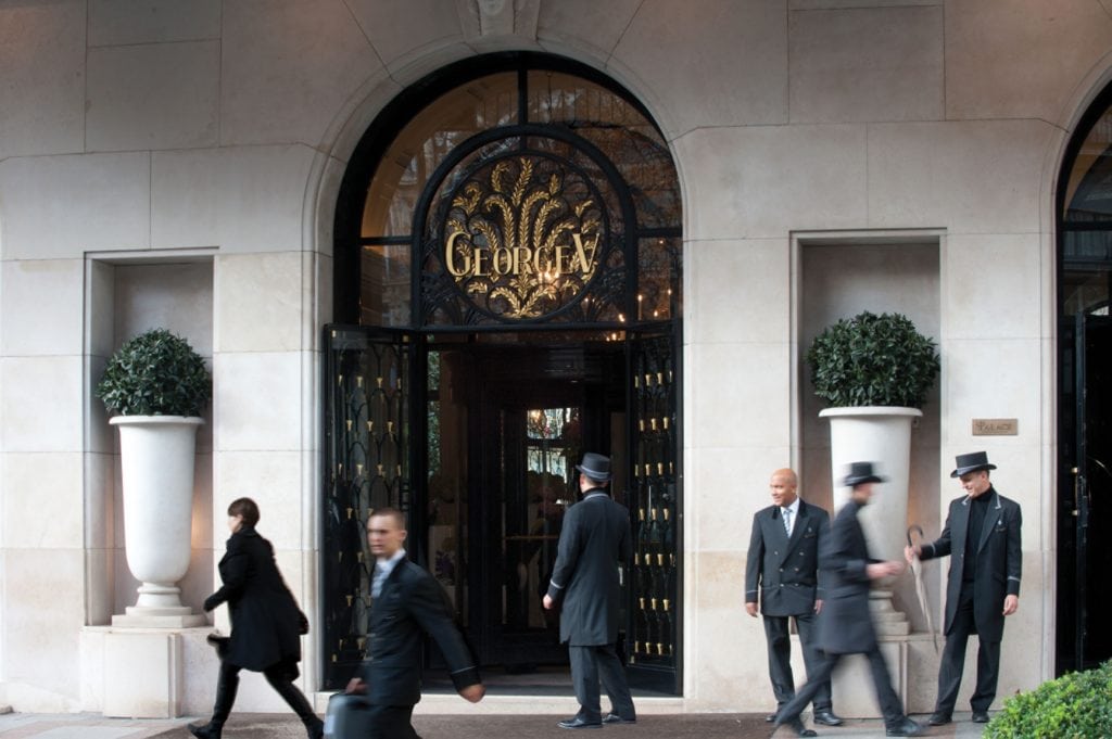 The Four Seasons Hotel George V, Paris. The property has a five-star rating on the Forbes Travel Guide.