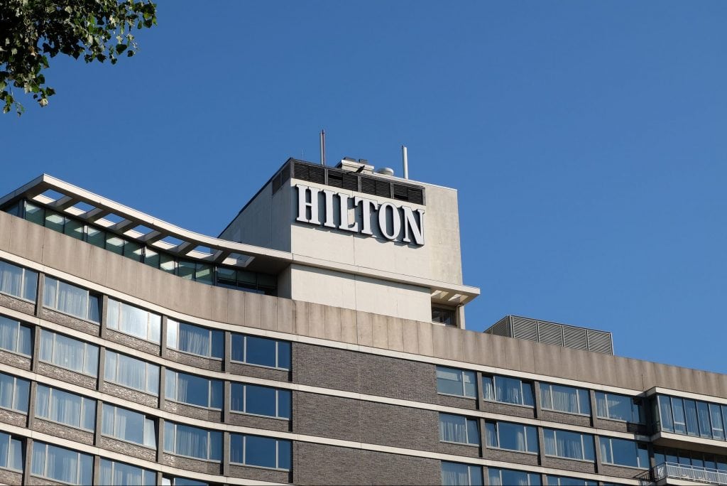 The Hilton Amsterdam Hotel is pictured in this photo from 2016. The company reported strong first-quarter earnings Thursday.