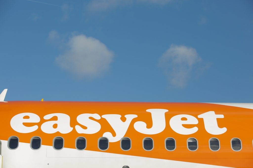 An EasyJet aircraft. The airline wants to do a better job of selling vacations to its passengers.