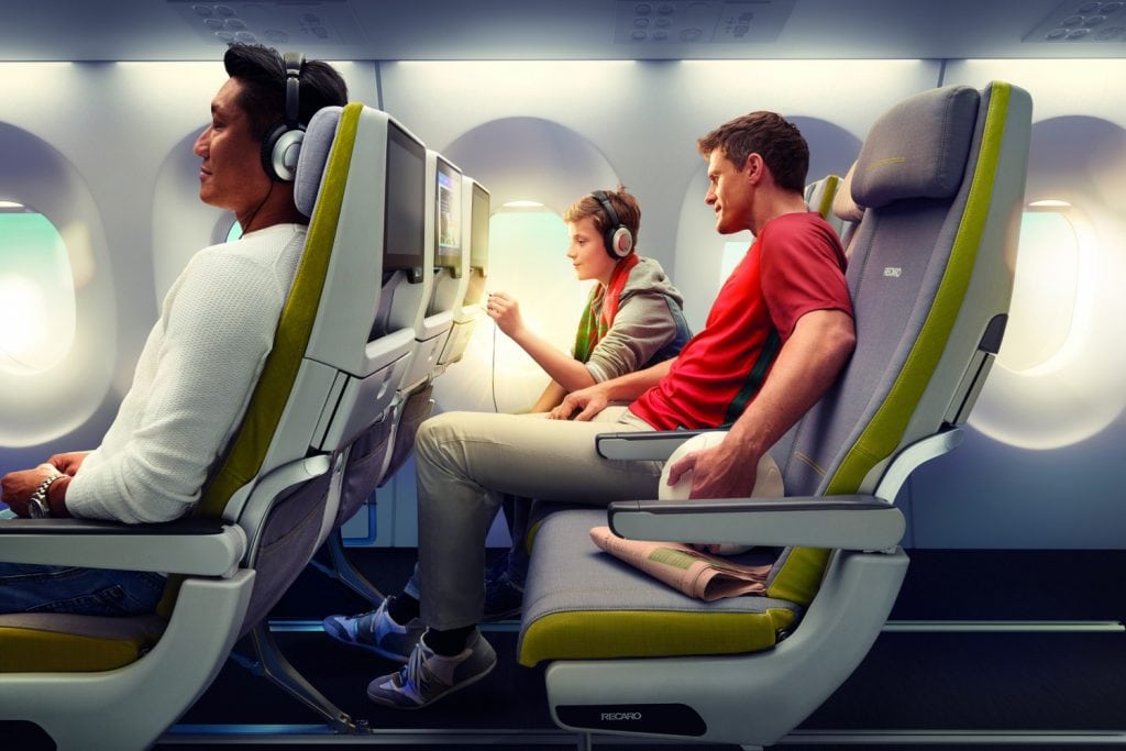 Seat manufacturer Recaro tries to "simulate the whole life of the product,” before it sells a new seat to airlines, an executive said. Pictured is the company's CL3710 economy class seat for long-haul flights.