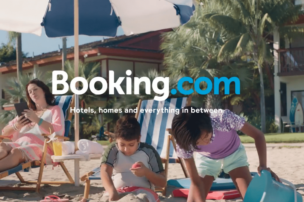 Pictured is a still from Booking.com's Water Sports TV ad. The company thinks TV advertising will be key to win customer allegiances and capture more direct bookings.