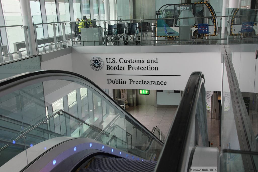 The U.S. Customs and Border Protection preclearance area at Dublin Airport is pictured. A judge declined a request to throw out a lawsuit that challenged the right of agents at borders to search the electronics of U.S. citizens.
