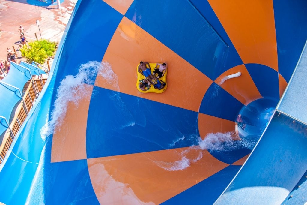 A slide at Wet 'n' Wild Phoenix is shown in this promotional photo. Six Flags Entertainment has acquired the right to operate the water park, as well as four other U.S. theme and water parks.