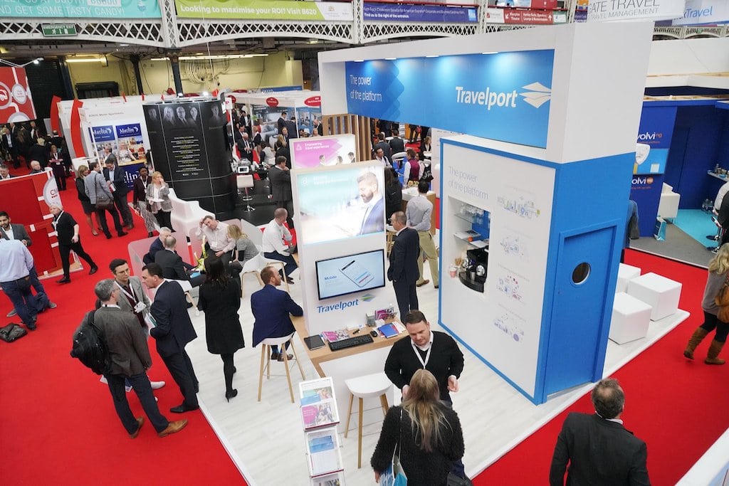 A Travelport booth at an event.