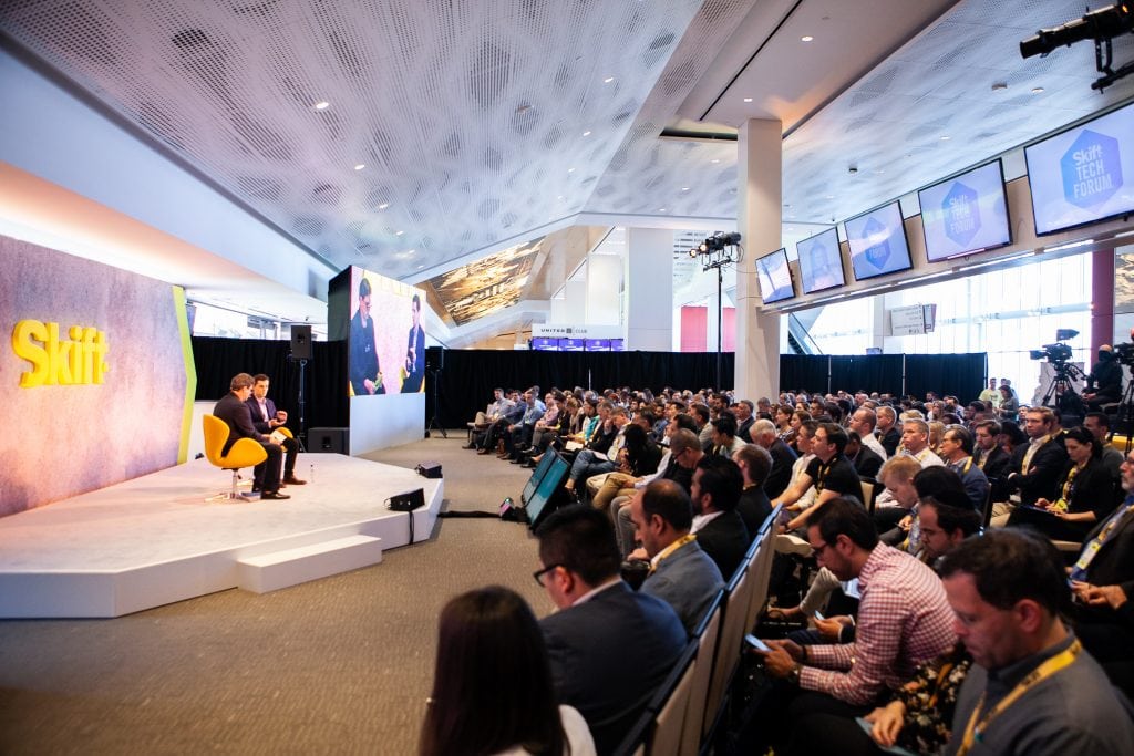 A scene from Skift Tech Forum 2018 in Silicon Valley. Topics we heard discussed include the growing digital divide, best practices in personalization, the promise of voice-powered search, and speculation about Amazon or another big tech player moving into travel.