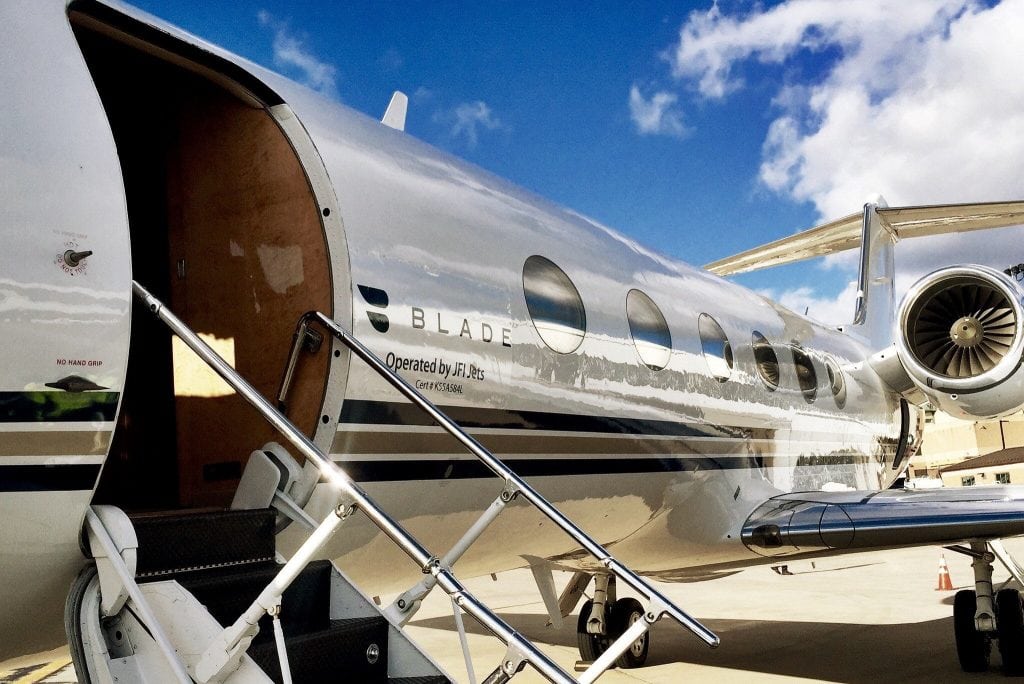 A Blade-branded jet. The company operates in the private aviation market.