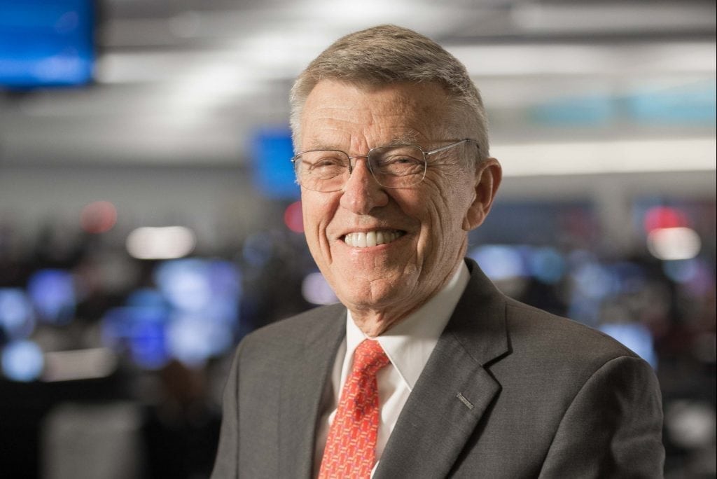 Bob Crandall at the Robert W. Baker Integrated Operations Center IOC in Fort Worth, Texas on October 25, 2017. Crandall is a longtime critic of airline consolidation.
